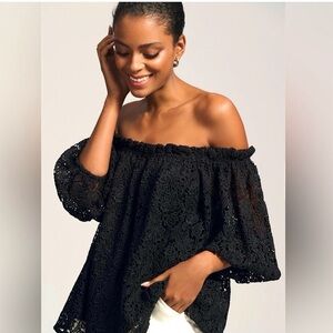 Maeve Off-Shoulder Black Lace Women's Top. Size Medium